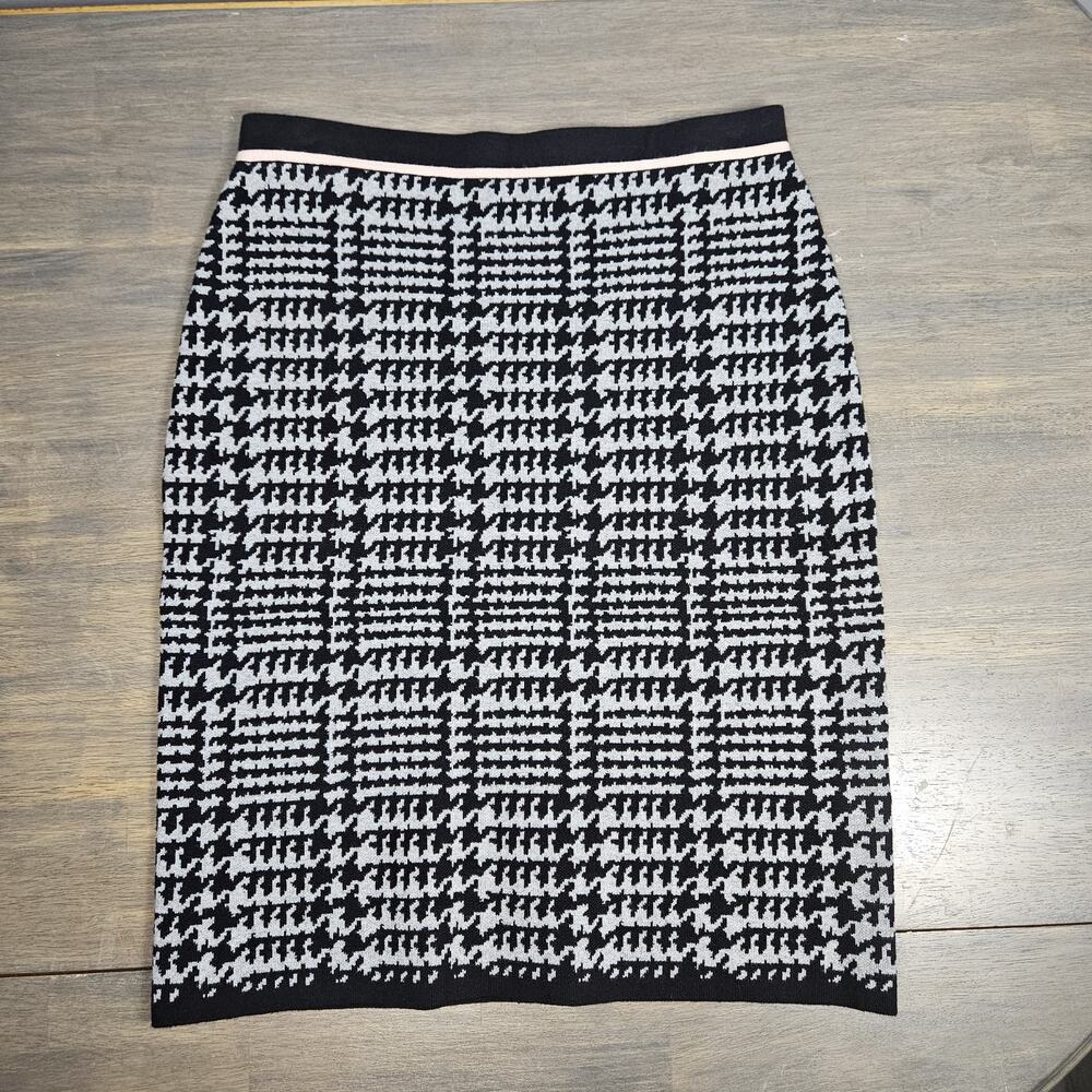 Karl Lagerfeld Bold Houndstooth Jacquard Knit Skirt Designer Statement‎ Small